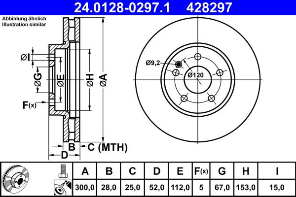 ATE 24.0128-0297.1 - Disque de frein www.easy1motors.fr