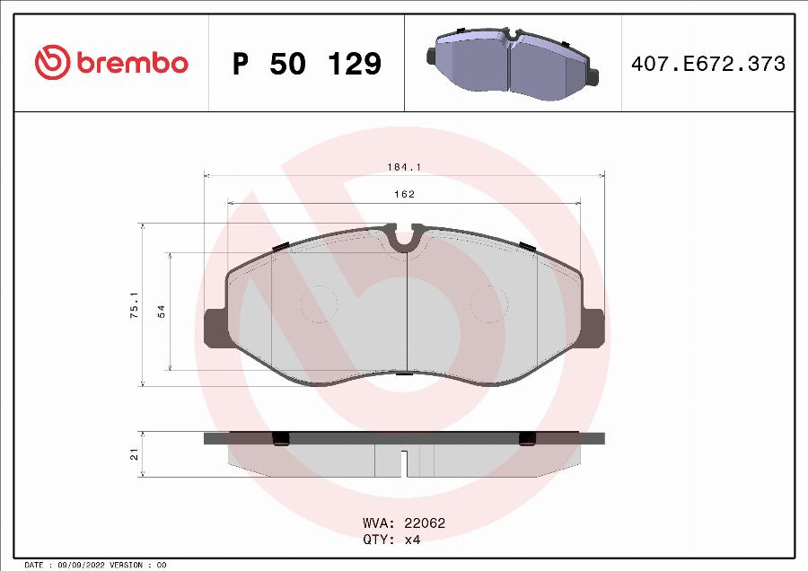 Brembo P 50 129 - Kit de plaquettes de frein, frein à disque www.easy1motors.fr