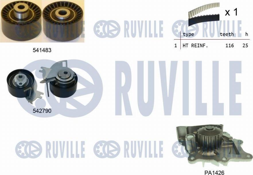 Ruville 5504271 - Pompe à eau + kit de courroie de distribution www.easy1motors.fr
