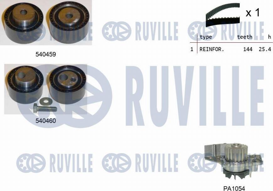Ruville 5502941 - Pompe à eau + kit de courroie de distribution www.easy1motors.fr